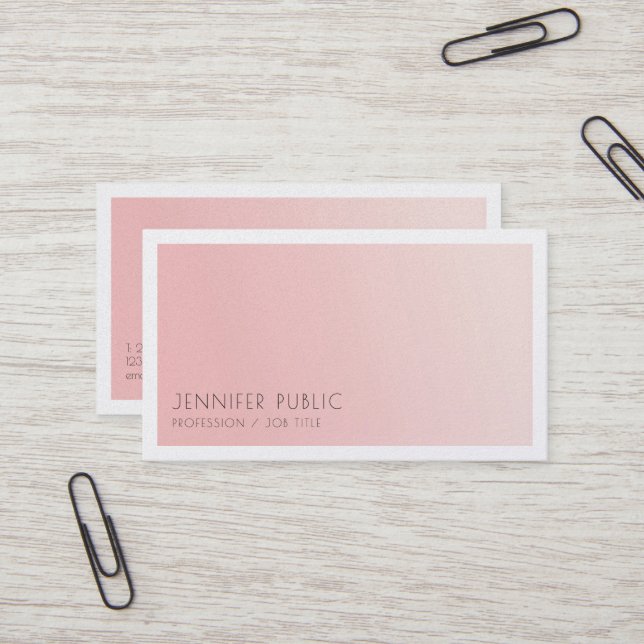 Minimalist Elegant Design Trendy Blush Pink Luxury Business Card (Front/Back In Situ)