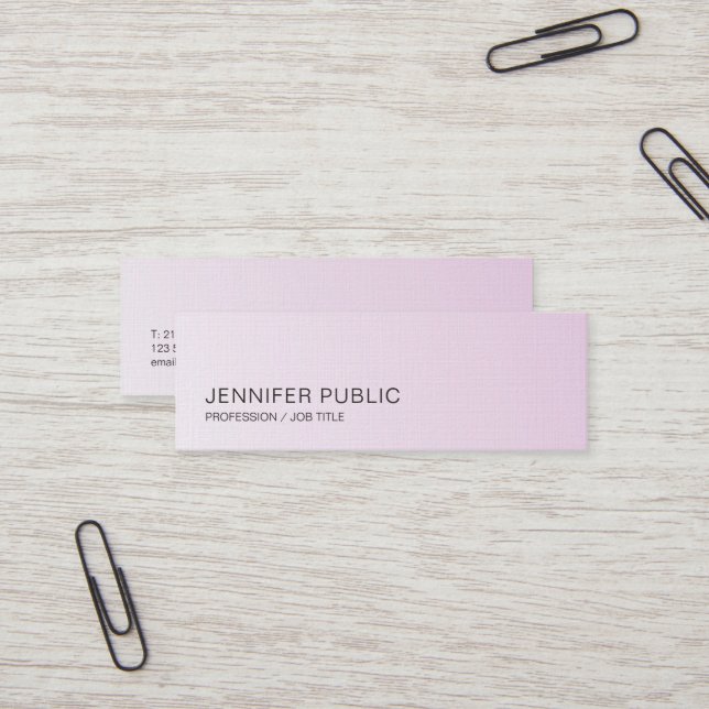 Minimalist Elegant Design Trendy Pink Purple Luxe Mini Business Card (Front/Back In Situ)