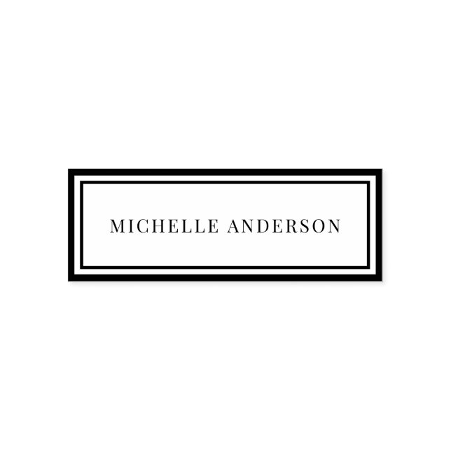 Minimalist Elegant Double Boarder Name  Self-inking Stamp (Design)