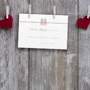 Minimalist Elegant Double Happiness Wedding RSVP Card