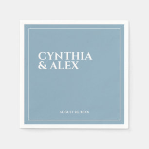 Minimalist Elegant Dusty Blue Wedding  Napkin