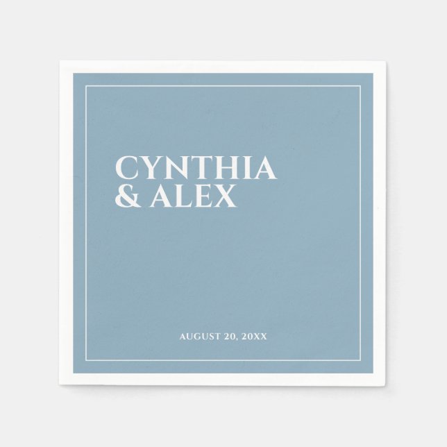 Minimalist Elegant Dusty Blue Wedding  Napkin (Front)