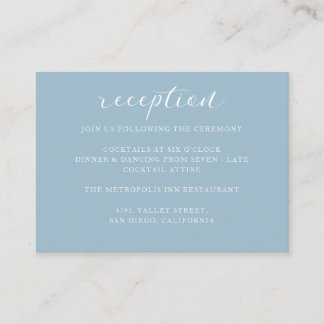 Minimalist Elegant Dusty Blue Wedding Reception Enclosure Card