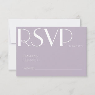 Minimalist Elegant Dusty Lilac Art Deco Wedding RSVP Card