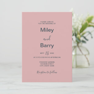 Minimalist Elegant Dusty Pink Wedding Invitation