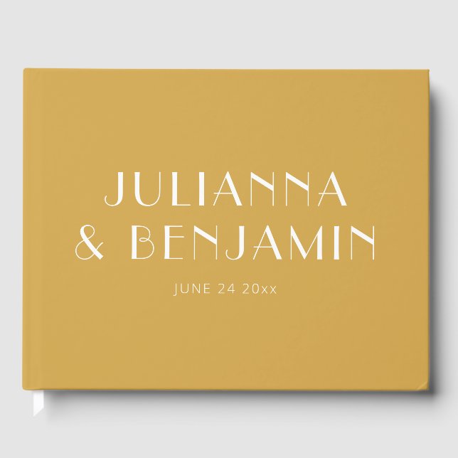 Minimalist Elegant Dusty Yellow Custom Wedding Guest Book (Front)