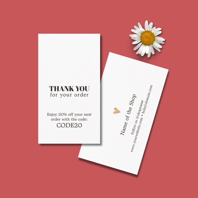 Minimalist Elegant Faux Gold Heart Shop Discount Card (Creator Uploaded)