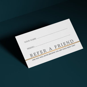 Minimalist Elegant Faux Gold Line Refer a Friend Referral Card