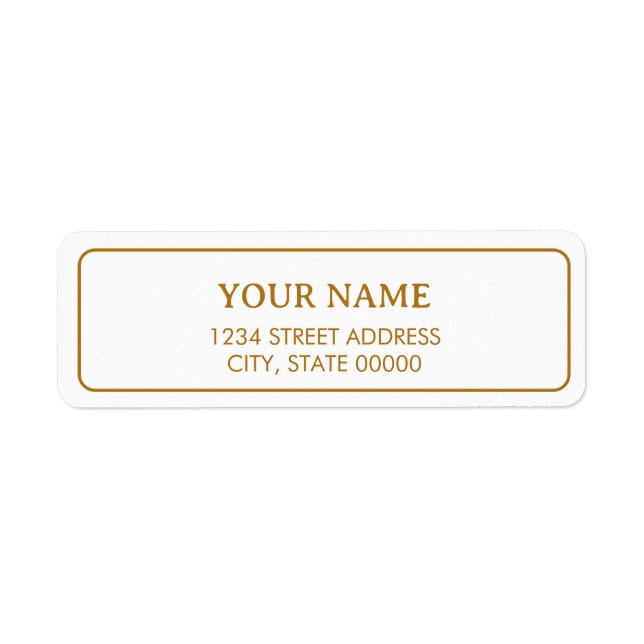 Minimalist Elegant Faux Gold  Return Address Label (Front)