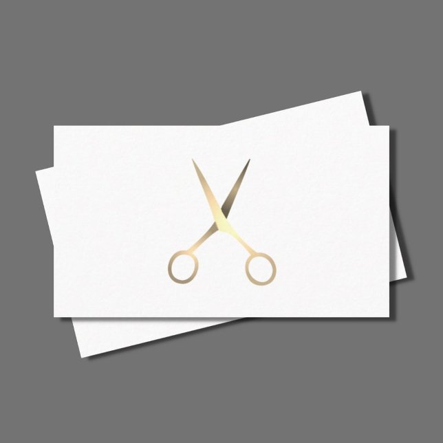 Minimalist Elegant Faux Gold Scissors Hair Stylist Business Card (Creator Uploaded)