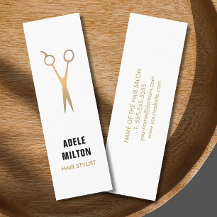 Minimalist Elegant Faux Gold White Hair Stylist Mini Business Card