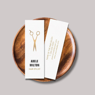 Minimalist Elegant Faux Gold White Hair Stylist Mini Business Card