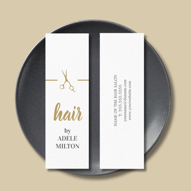 Minimalist Elegant Faux Gold White Hair Stylist Mini Business Card (Creator Uploaded)