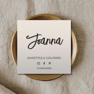 Minimalist Elegant Faux Metal Bold Hairdresser Square Business Card