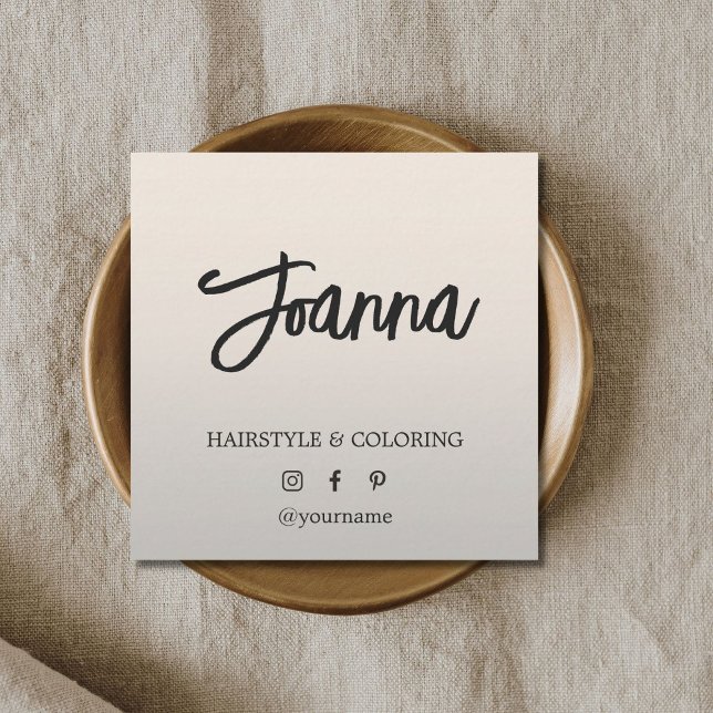 Minimalist Elegant Faux Metal Bold Hairdresser  Square Business Card (Creator Uploaded)