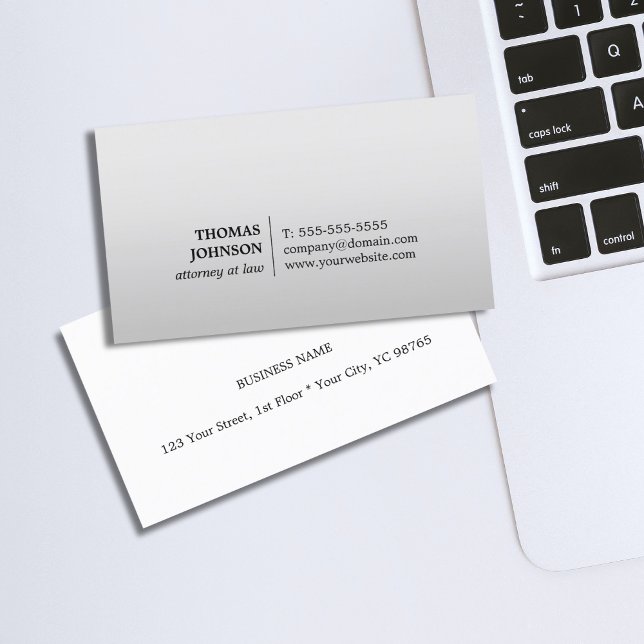 Minimalist Elegant Faux Silver Attorney at law  Business Card (Creator Uploaded)