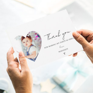 Minimalist Elegant First Birthday Photo Thank you Postcard