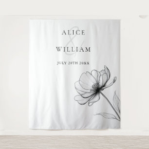 Minimalist Elegant Floral Photo Booth Backdrop Tapestry