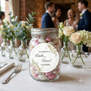 Minimalist Elegant Floral Wedding Circle Sticker