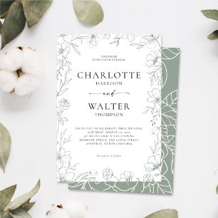 Minimalist Elegant Floral Wedding Invitation