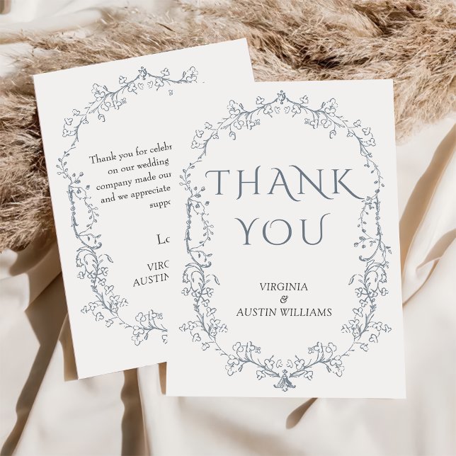 Minimalist Elegant Floral Wedding Thank You Card (Creator Uploaded)