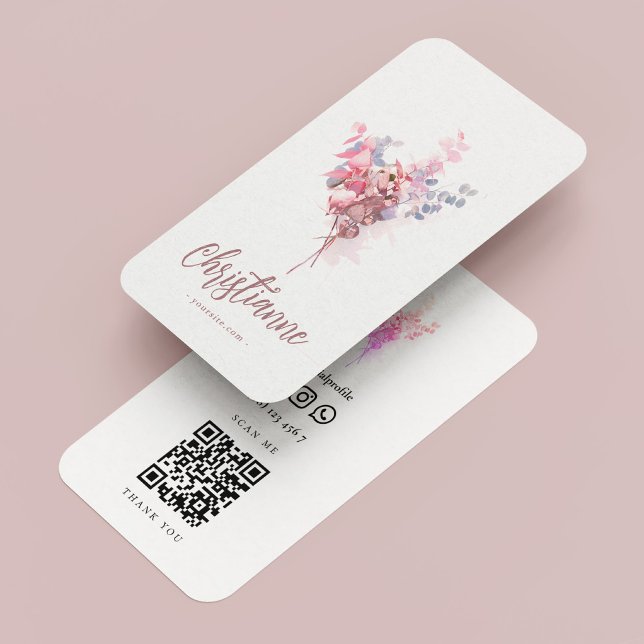 Minimalist Elegant Florist Qr Code Business Card (Minimalist Elegant Florist Qr Code Business Card
)