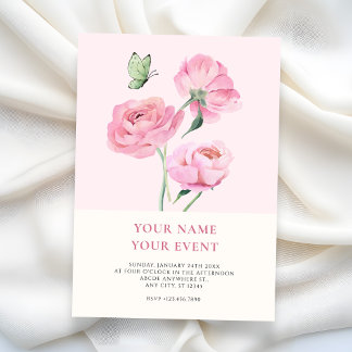 Minimalist elegant flower  invitation