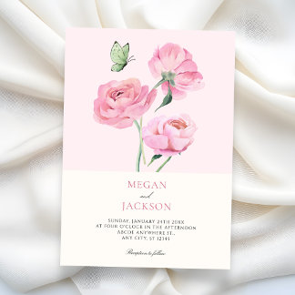 Minimalist elegant flower wedding  invitation