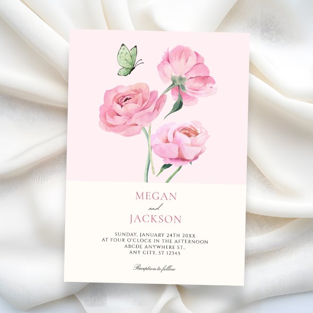 Minimalist elegant flower wedding  invitation (Creator Uploaded)