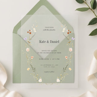 Minimalist Elegant Flowers Wedding Acrylic Invitations