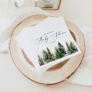 Minimalist elegant forest rustic baby shower napkin