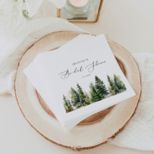 Minimalist elegant forest rustic bridal shower napkin