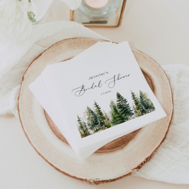 Minimalist elegant forest rustic bridal shower napkin (Creator Uploaded)