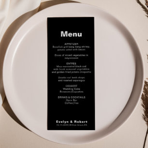 Minimalist Elegant Formal Black Wedding Menu