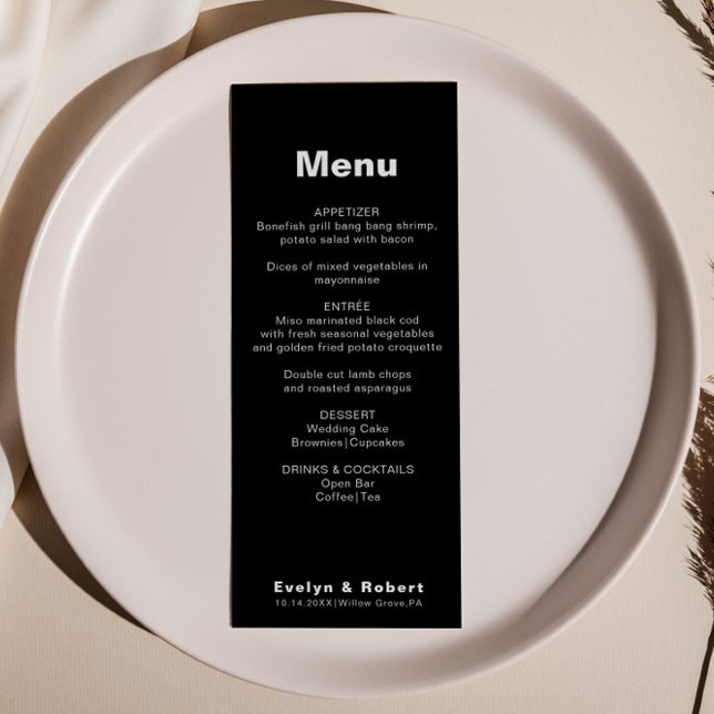 Minimalist Elegant Formal Black Wedding Menu (Creator Uploaded)