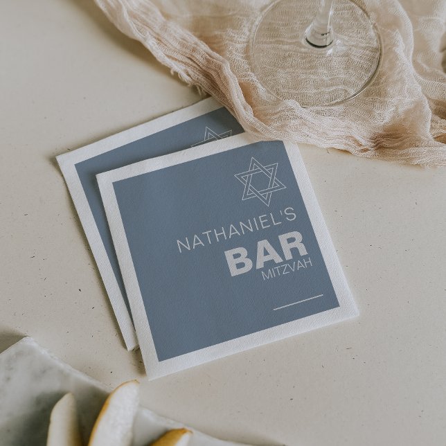 Minimalist Elegant Formal Blue Bar Mitzvah  Napkin (Creator Uploaded)