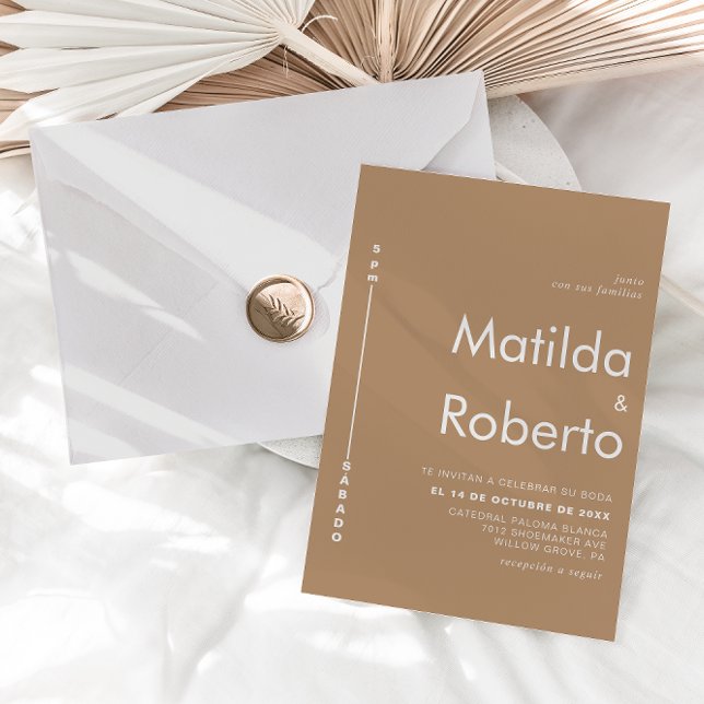 Minimalist Elegant Formal Brown Boda Wedding  Invitation (Creator Uploaded)