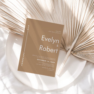 Minimalist Elegant Formal Brown Wedding Invitation