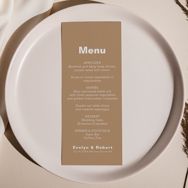 Minimalist Elegant Formal Brown Wedding Menu (Creator Uploaded)