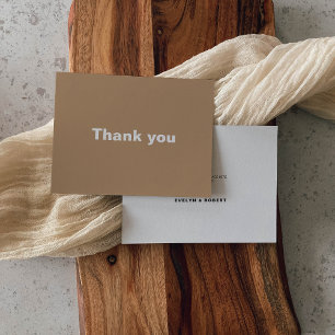 Minimalist Elegant Formal Brown Wedding Thank You Card