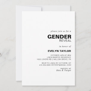 Minimalist Elegant Formal Gender Reveal   Invitation