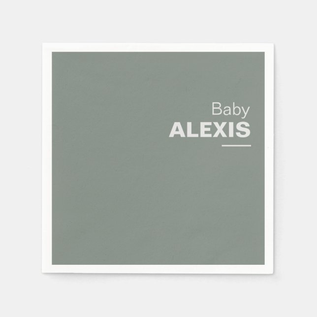 Minimalist Elegant Formal Green Baby Shower   Napkin (Front)