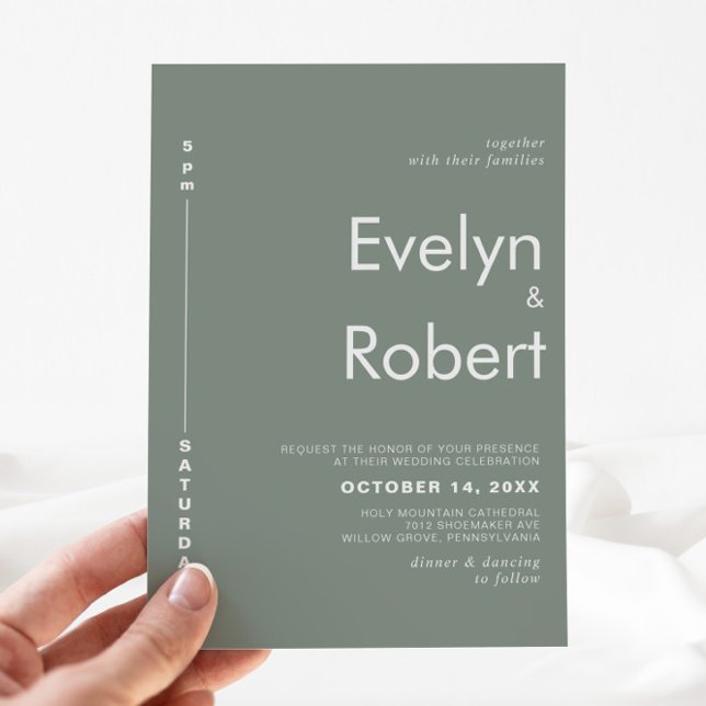 Minimalist Elegant Formal Green Wedding  Invitation (Creator Uploaded)