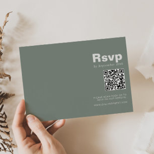 Minimalist Elegant Formal Green Wedding  RSVP Card