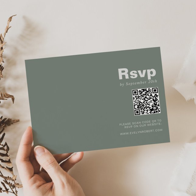 Minimalist Elegant Formal Green Wedding  RSVP Card (Creator Uploaded)