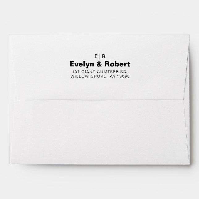 Minimalist Elegant Formal Initial Wedding Envelope (Back (Top Flap))
