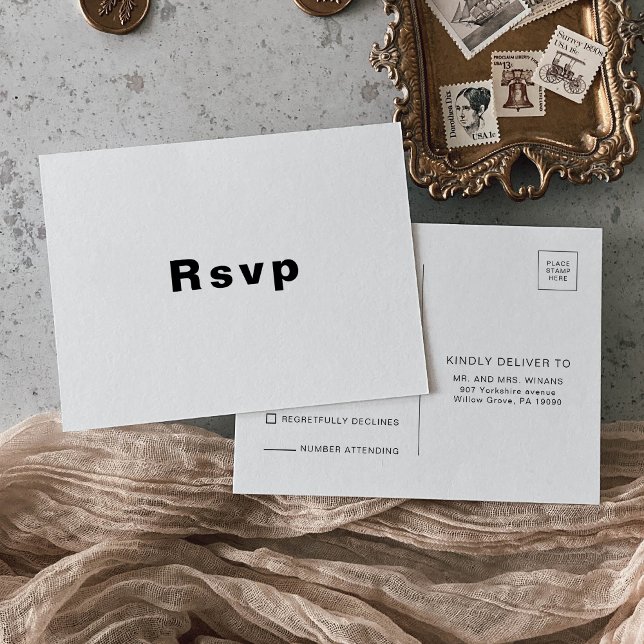 Minimalist Elegant Formal Wedding Rsvp Postcard (Creator Uploaded)