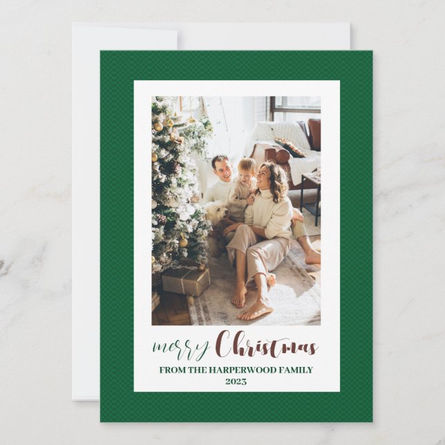 Minimalist Elegant Frame Family Christmas 3 Photo Holiday Card (Front)