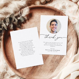 Minimalist Elegant Funeral Sympathy Memorial Photo Thank You Card