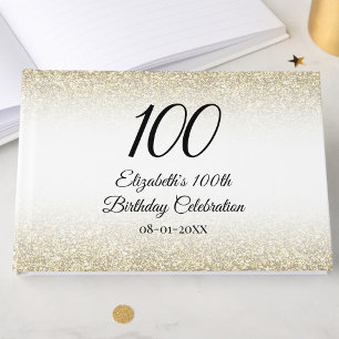 Minimalist Elegant Gold and Black 100th Birthday Guest Book